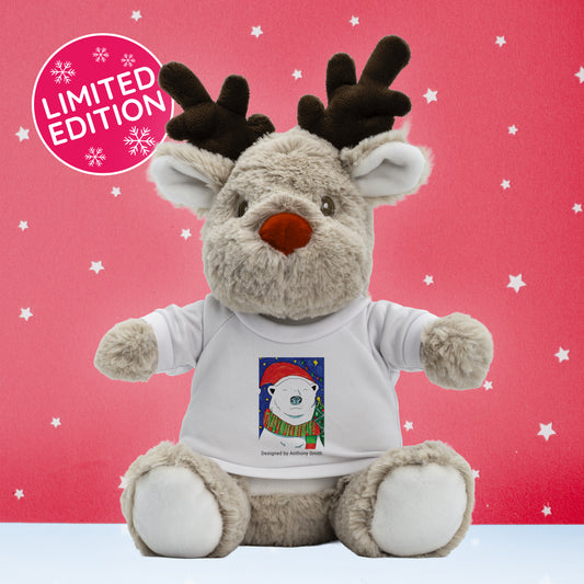 Ronnie the Reindeer | Soft Toy with Removable T-Shirt
