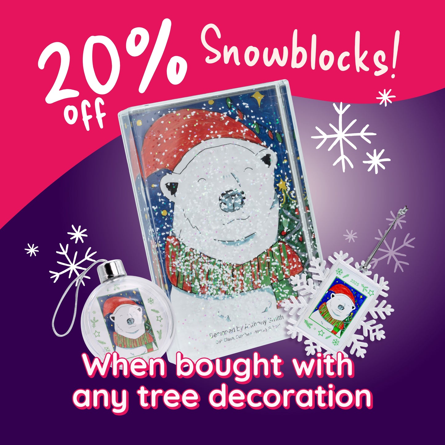 Snow Filled Photo Block | Acrylic Interchangeable Frame Block